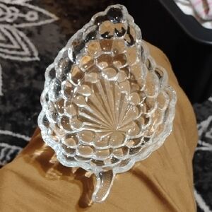 Clear Glass Leaf-Shaped Dish